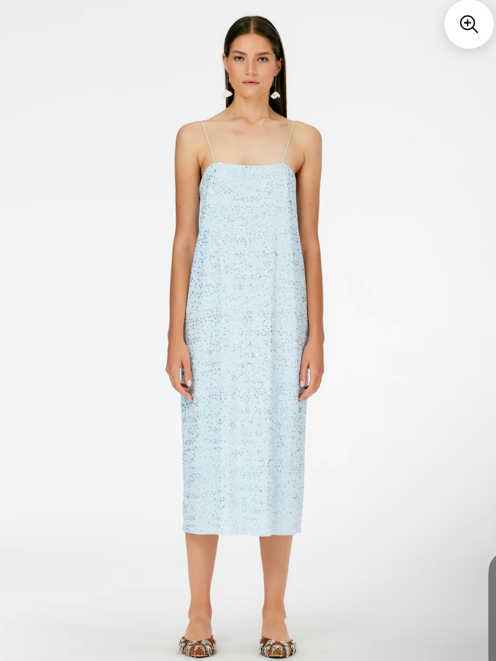 Tibi Scintilla Jersey Slip Midi Dress Pale Blue Size 4 NWT